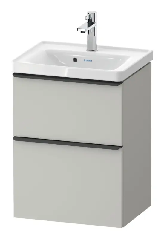 Duravit D-Neo Waschtischunterschrank mit 2 Auszügen Griff Diamantschwarz Matt 484 x 625 x 372 mm - Betongrau Matt Direktkauf