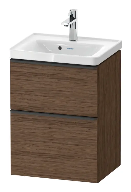 Sofort Bestellen Duravit D-Neo Waschtischunterschrank mit 2 Auszügen Griff Diamantschwarz Matt 484 x 625 x 372 mm - Nussbaum dunkel Matt