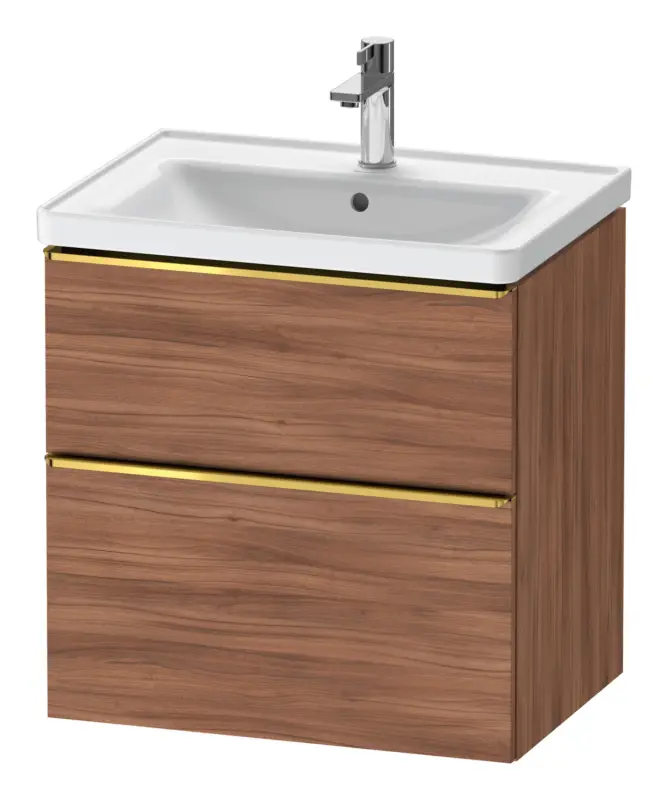 Duravit D-Neo Waschtischunterschrank mit 2 Auszügen Griff Gold Poliert 634 x 625 x 452 mm - Nussbaum Natur Matt Wochenendangebot
