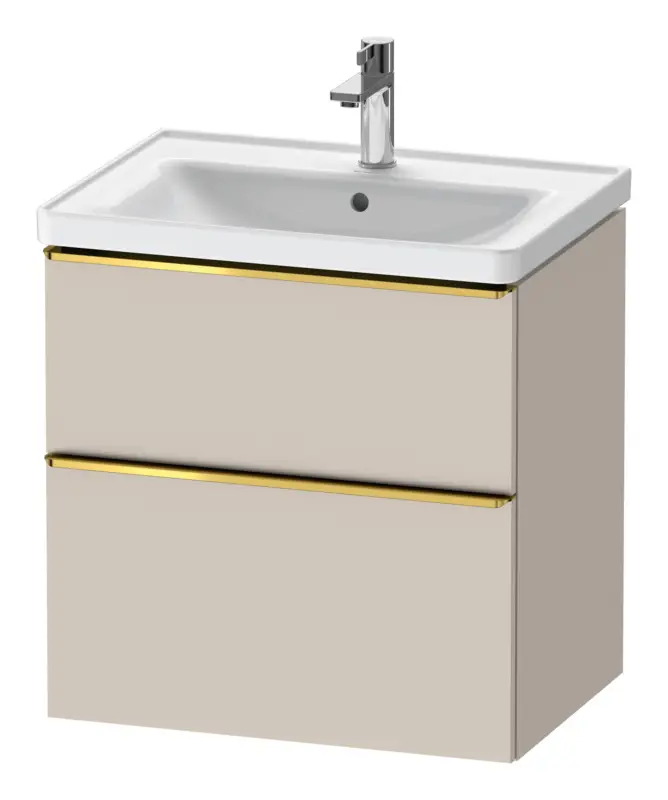 Neu Duravit D-Neo Waschtischunterschrank mit 2 Auszügen Griff Gold Poliert 634 x 625 x 452 mm - Taupe Matt