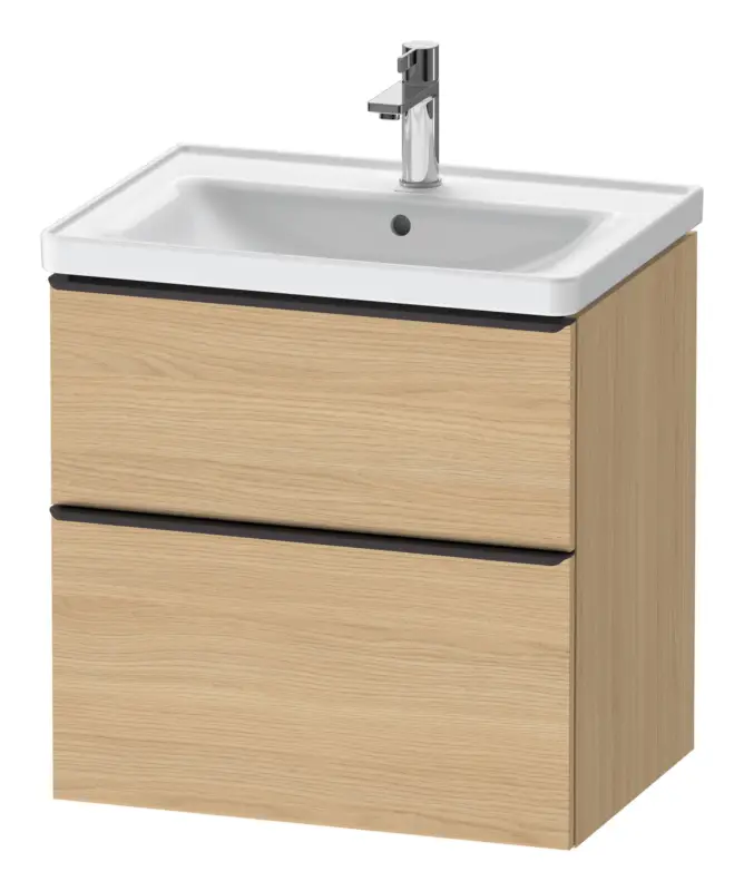 Duravit D-Neo Waschtischunterschrank mit 2 Auszügen Griff Diamantschwarz Matt 634 x 625 x 452 mm - Eiche Natur Matt Preisreduziert