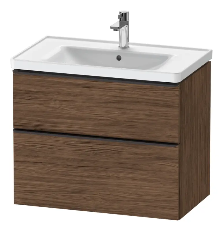 Highlight Duravit D-Neo Waschtischunterschrank für 236780 mit 2 Auszügen Griff Diamantschwarz Matt 784 x 625 x 452 mm - Nussbaum dunkel Matt