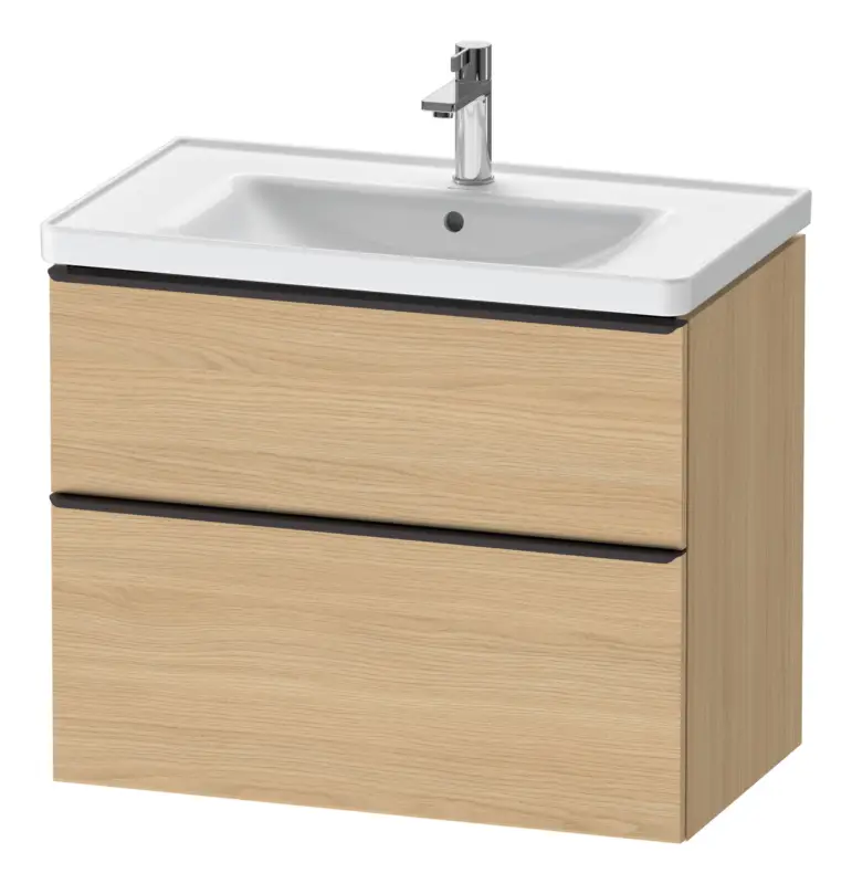 Neu Duravit D-Neo Waschtischunterschrank für 236780 mit 2 Auszügen Griff Diamantschwarz Matt 784 x 625 x 452 mm - Eiche Natur Matt
