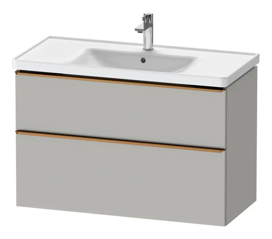 Zertifiziert Duravit D-Neo Waschtischunterschrank mit 2 Auszügen Griff Bronze Gebürstet 984 x 625 x 452 mm - Betongrau Matt