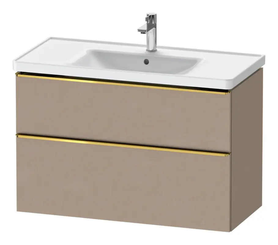 Duravit D-Neo Waschtischunterschrank mit 2 Auszügen Griff Gold Poliert 984 x 625 x 452 mm - Leinen Matt Neu Im Sortiment
