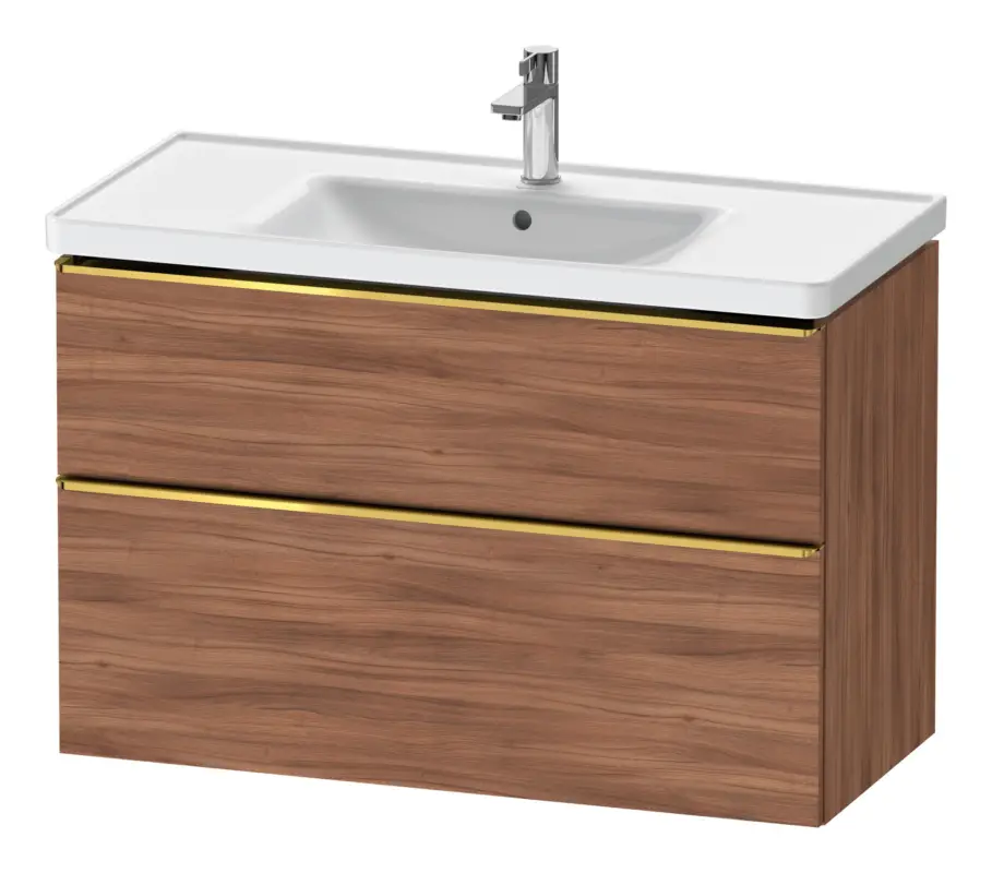 Duravit D-Neo Waschtischunterschrank mit 2 Auszügen Griff Gold Poliert 984 x 625 x 452 mm - Nussbaum Natur Matt Top-Seller