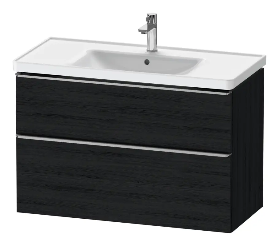 Neu Duravit D-Neo Waschtischunterschrank mit 2 Auszügen Griff Edelstahl Gebürstet 984 x 625 x 452 mm - Eiche Schwarz Matt