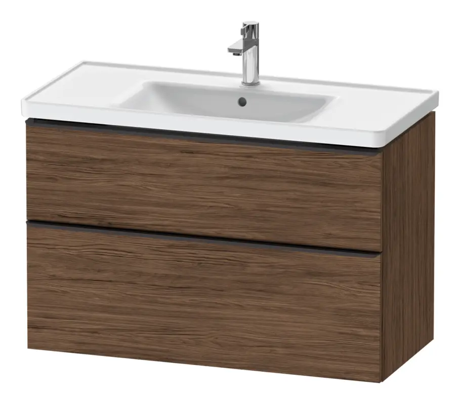 Duravit D-Neo Waschtischunterschrank mit 2 Auszügen Griff Diamantschwarz Matt 984 x 625 x 452 mm - Nussbaum dunkel Matt Must-Have