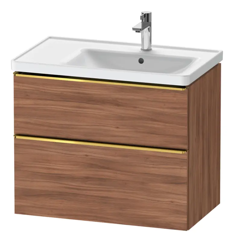 Rabatt Duravit D-Neo Waschtischunterschrank für 237080 mit 2 Auszügen Griff Gold Poliert 784 x 625 x 452 mm - Nussbaum Natur Matt