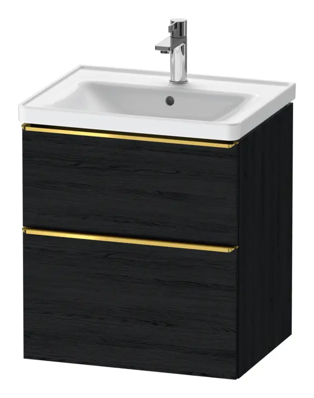 Heißes Angebot Duravit D-Neo Waschtischunterschrank mit 2 Auszügen Griff Gold Poliert 584 x 625 x 452 mm - Eiche Schwarz Matt