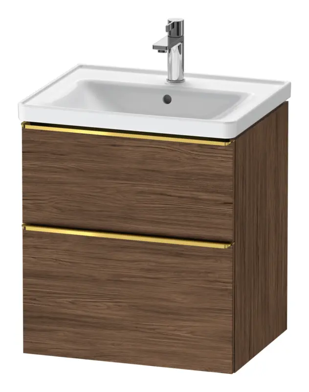 Duravit D-Neo Waschtischunterschrank mit 2 Auszügen Griff Gold Poliert 584 x 625 x 452 mm - Nussbaum dunkel Matt Top-Angebot