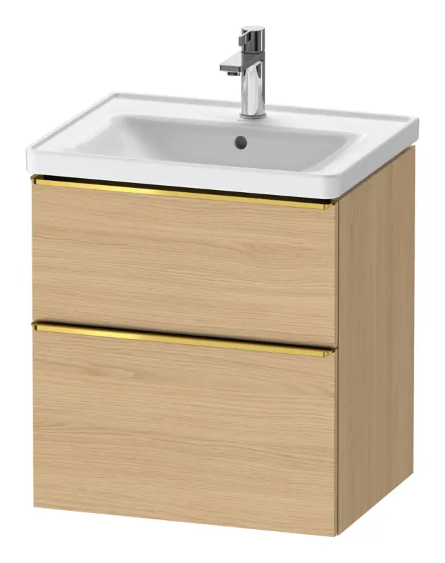 Duravit D-Neo Waschtischunterschrank mit 2 Auszügen Griff Gold Poliert 584 x 625 x 452 mm - Eiche Natur Matt Direktkauf