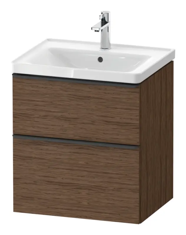 Duravit D-Neo Waschtischunterschrank mit 2 Auszügen Griff Diamantschwarz Matt 584 x 625 x 452 mm - Nussbaum dunkel Matt Aktuell