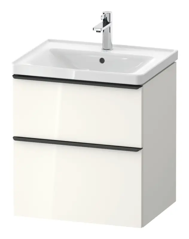 Billig Duravit D-Neo Waschtischunterschrank mit 2 Auszügen Griff Diamantschwarz Matt 584 x 625 x 452 mm - Weiß Hochglanz