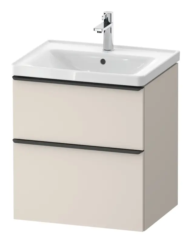 Duravit D-Neo Waschtischunterschrank mit 2 Auszügen Griff Diamantschwarz Matt 584 x 625 x 452 mm - Taupe Matt Finale Aktion
