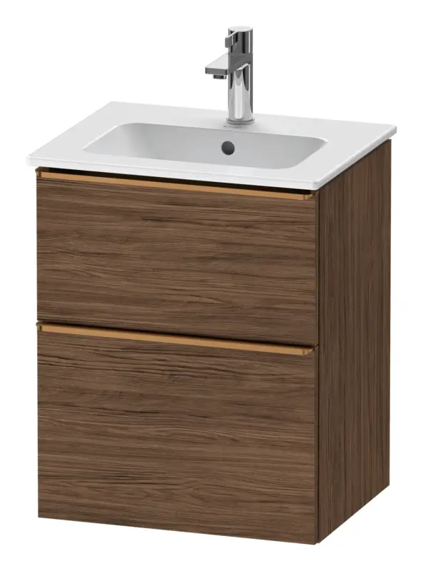 Duravit D-Neo Waschtischunterschrank mit 2 Auszügen Griff Bronze Gebürstet 510 x 625 x 402 mm - Nussbaum dunkel Matt Sonderaktion