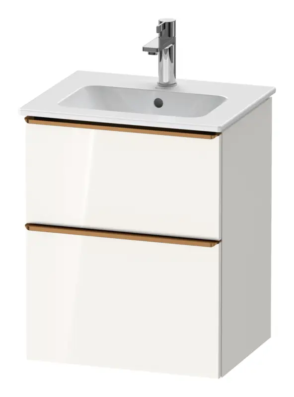 Duravit D-Neo Waschtischunterschrank mit 2 Auszügen Griff Bronze Gebürstet 510 x 625 x 402 mm - Weiß Hochglanz Geprüft