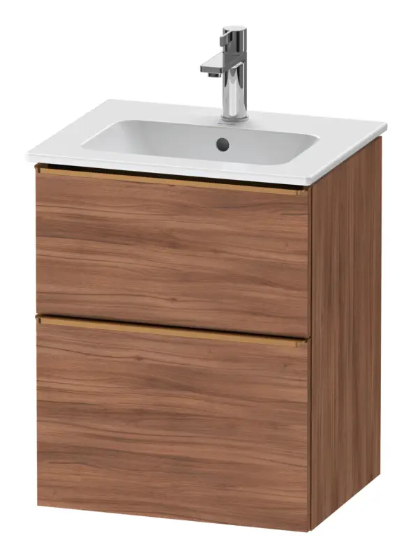 Duravit D-Neo Waschtischunterschrank mit 2 Auszügen Griff Bronze Gebürstet 510 x 625 x 402 mm - Nussbaum Natur Matt Neue Kollektion