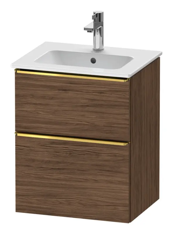 Rabatt Duravit D-Neo Waschtischunterschrank mit 2 Auszügen Griff Gold Poliert 510 x 625 x 402 mm - Nussbaum dunkel Matt