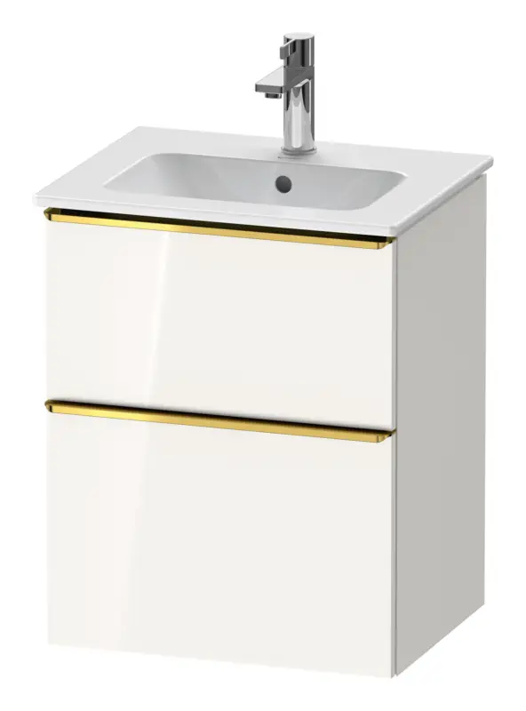 Duravit D-Neo Waschtischunterschrank mit 2 Auszügen Griff Gold Poliert 510 x 625 x 402 mm - Weiß Hochglanz Neu Im Sortiment