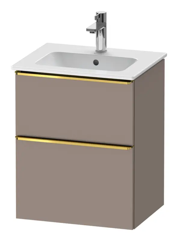 Duravit D-Neo Waschtischunterschrank mit 2 Auszügen Griff Gold Poliert 510 x 625 x 402 mm - Basalt Matt Direktkauf