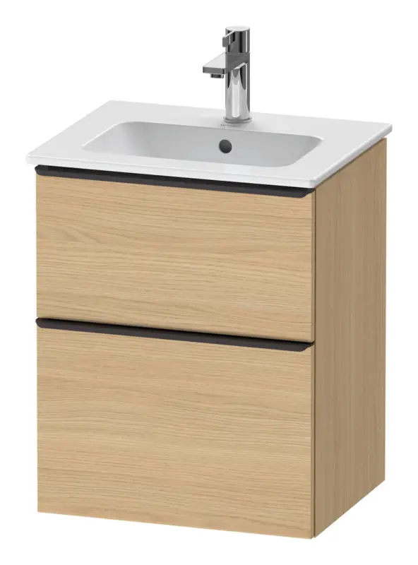 Preisknaller Duravit D-Neo Waschtischunterschrank mit 2 Auszügen Griff Diamantschwarz Matt 510 x 625 x 402 mm - Eiche Natur Matt
