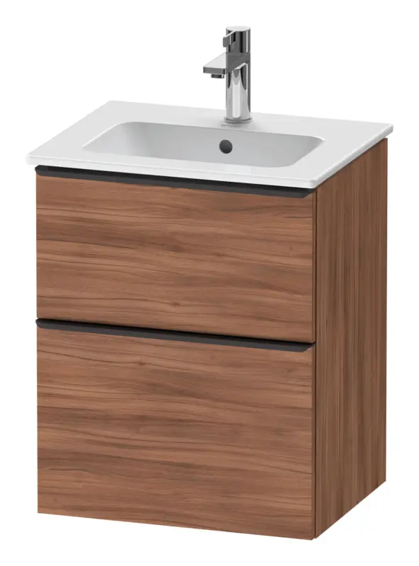 Beliebt Duravit D-Neo Waschtischunterschrank mit 2 Auszügen Griff Diamantschwarz Matt 510 x 625 x 402 mm - Nussbaum Natur Matt