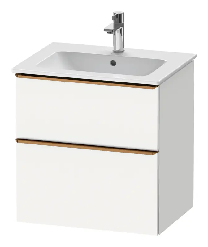Sonderaktion Duravit D-Neo Waschtischunterschrank mit 2 Auszügen Griff Bronze Gebürstet 610 x 625 x 462 mm - Weiß Matt
