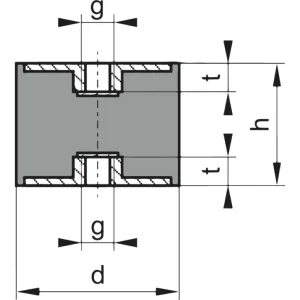 Gummi-Metall-Puffer Ausführung C 8 x 8 mm M3(Verpackungseinheit: 18Stück) Solange Der Vorrat Reicht