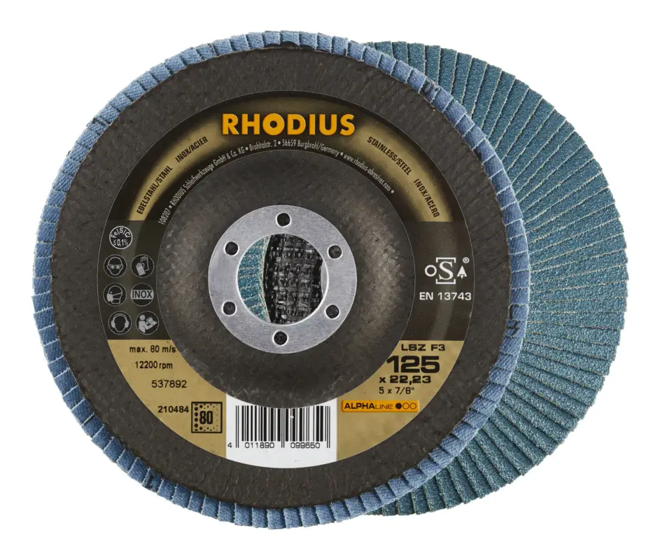 Expressversand Rhodius ALPHAline LSZ F3 Lamellenschleifscheibe - 125 x 22,23 mm - K80