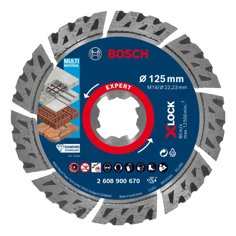 Must-Have Bosch Expert MultiMaterial X-LOCK Diamanttrennscheiben, 125 x 22,23 x 2,4 x 12 mm