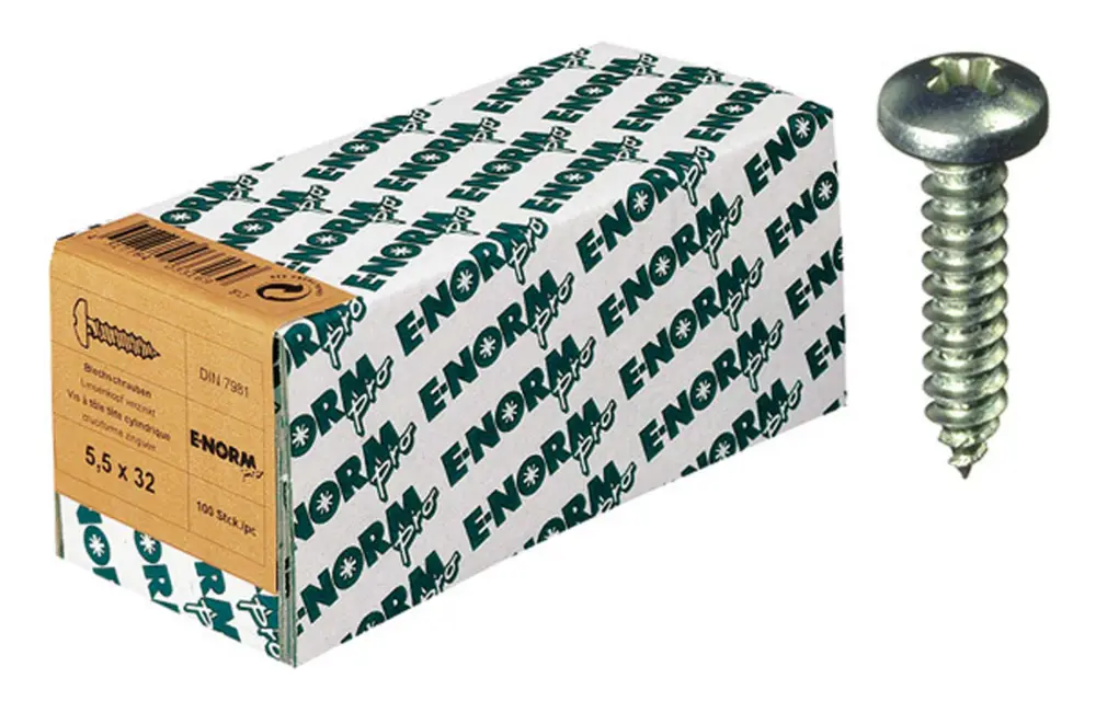 Jetzt Bestellen E-NORMpro Blechschraube DIN 7981 Stahl galvanisch verzinkt Linsenkopf Form-C Kreuzschlitz H 2,9 x 13 mm(Verpackungseinheit: 100Stück)