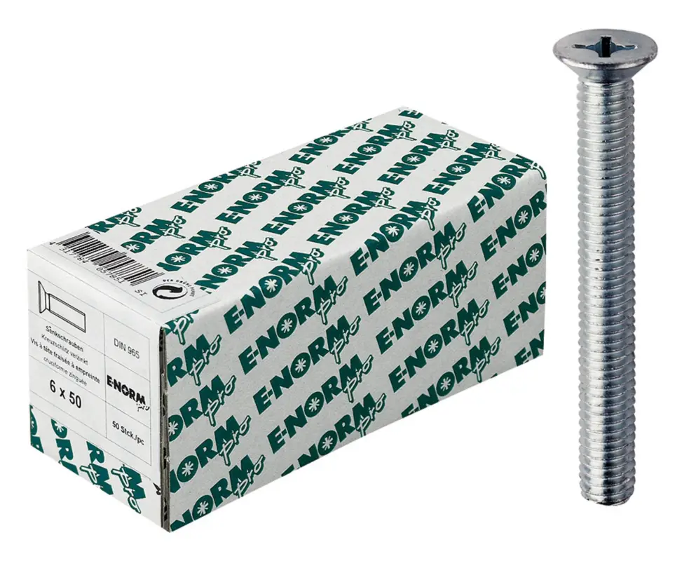 E-NORMpro Senkkopfschraube DIN 965 4.8 Kreuzschlitz H galvanisch verzinkt M4 x 12 mm(Verpackungseinheit: 100Stück) Direktkauf