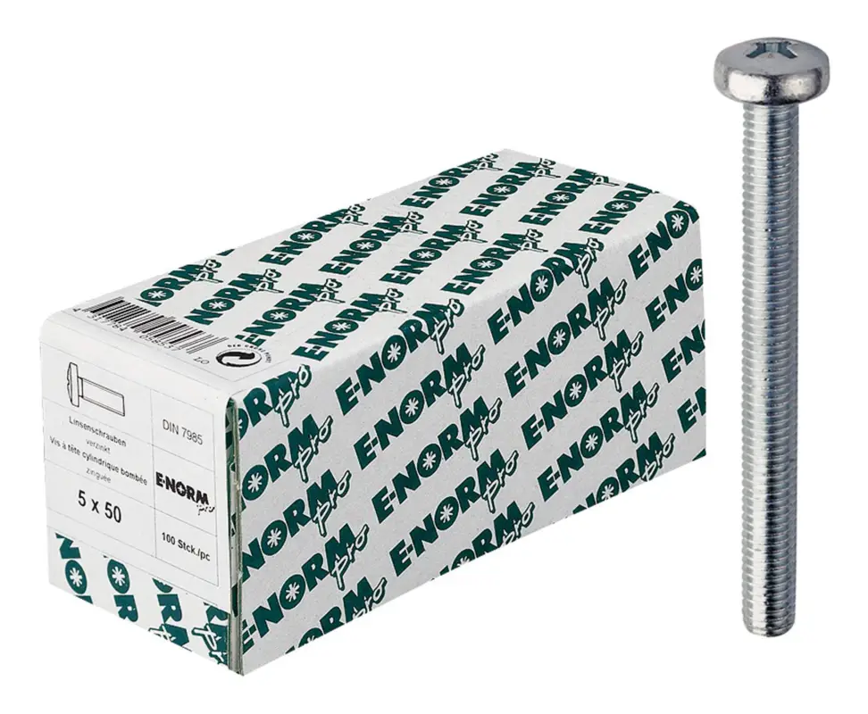 E-NORMpro Linsenschraube DIN 7985 4.8 galvanisch verzinkt Kreuzschlitz H M6 x 20 mm(Verpackungseinheit: 50Stück) Garantierte Lieferung