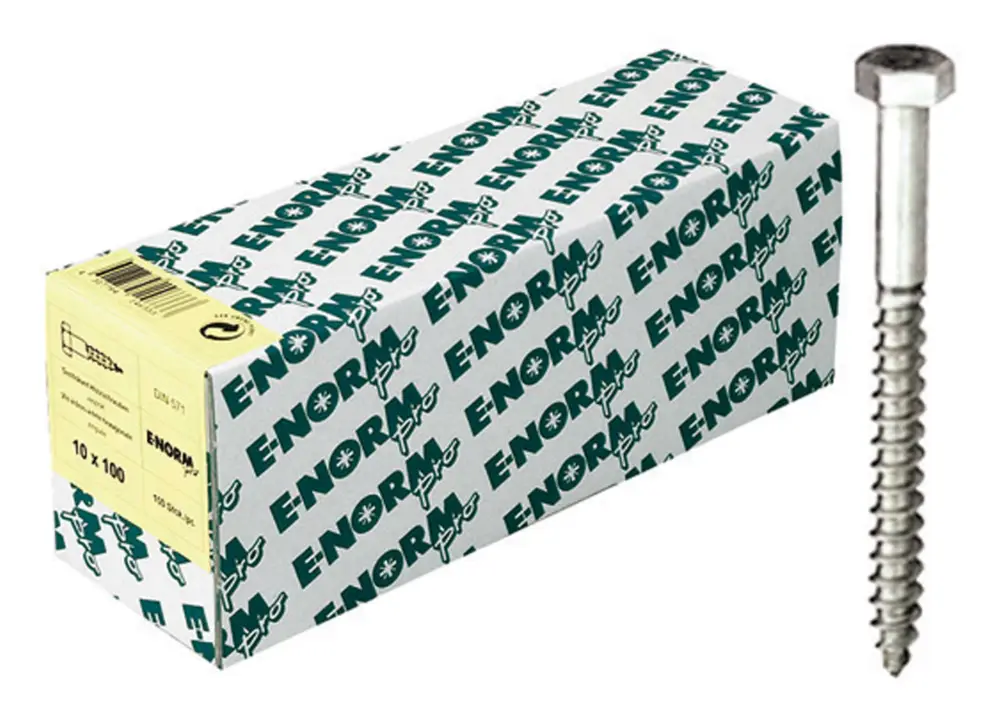 Must-Have E-NORMpro Sechskant-Holzschraube DIN 571 Stahl galvanisch verzinkt 6 x 120 mm(Verpackungseinheit: 100Stück)