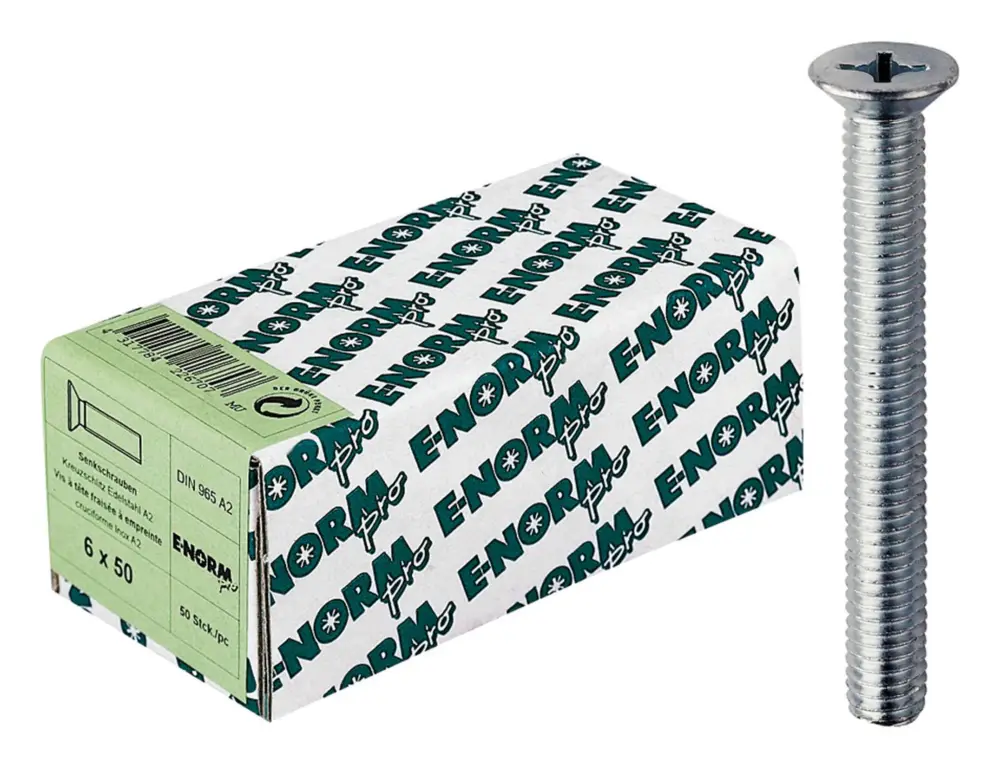 E-NORMpro Senkkopfschraube DIN 965 Edelstahl A2 Kreuzschlitz H M5 x 50 mm(Verpackungseinheit: 100Stück) Bestpreis