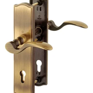 Hoppe Meran Messing-Schutz-Langschild-Türgriff-Garnitur M112SH/371A/370, Profilzylinder, mit Stahlanbohrschutz für Außen-/Wohnungsabschluss-Türen - brüniert Billig