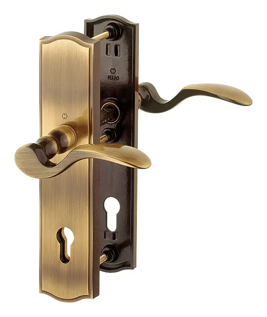 Hoppe Meran Messing-Schutz-Langschild-Türgriff-Garnitur M112SH/371A/370, Profilzylinder, mit Stahlanbohrschutz für Außen-/Wohnungsabschluss-Türen - brüniert Billig