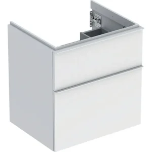 Sichere Zahlung Geberit iCon Waschtischunterschrank mit 2 Schubladen 592 x 615 x 476 mm - Dekor Weiß matt / Griff Weiß pulverbeschichtet matt