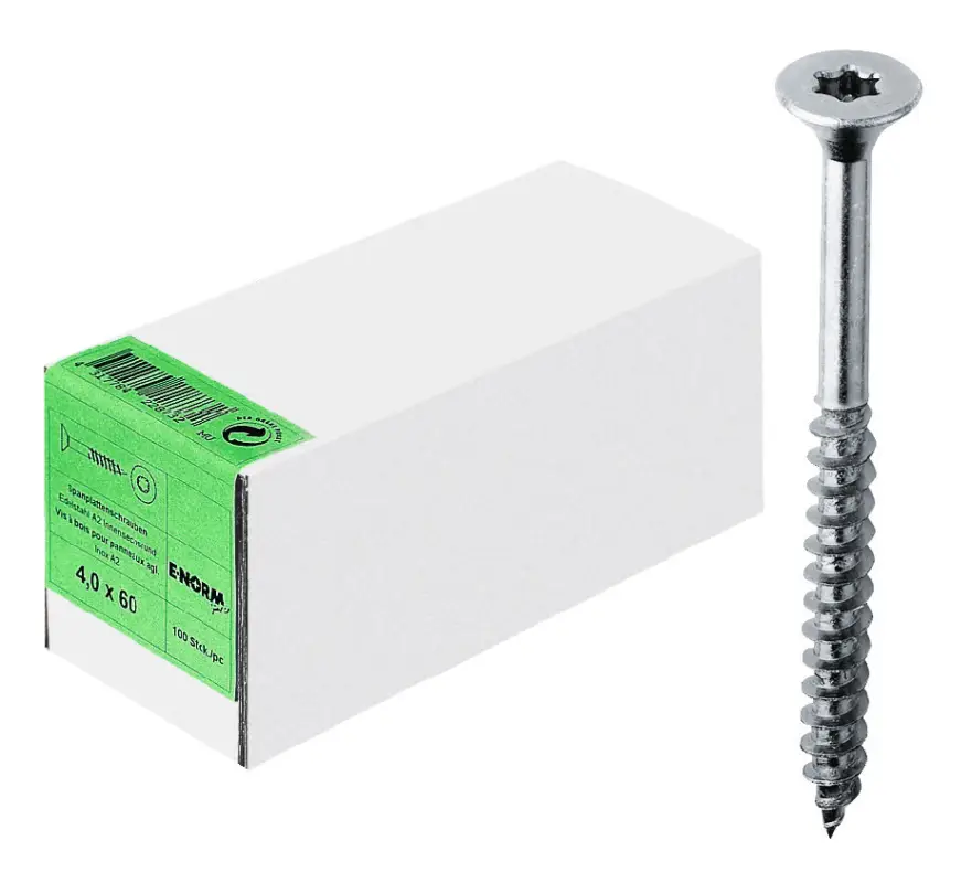 Sonderangebot E-NORMpro Spanplattenschraube Edelstahl Senkkopf A2 T20 ISR 4 x 70/42 KP(Verpackungseinheit: 100Stück)