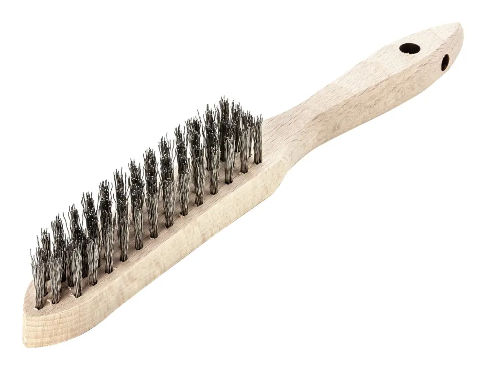 Markenware Lessmann Handdrahtbürste rostfrei gewellt 0,35 mm 4-reihig