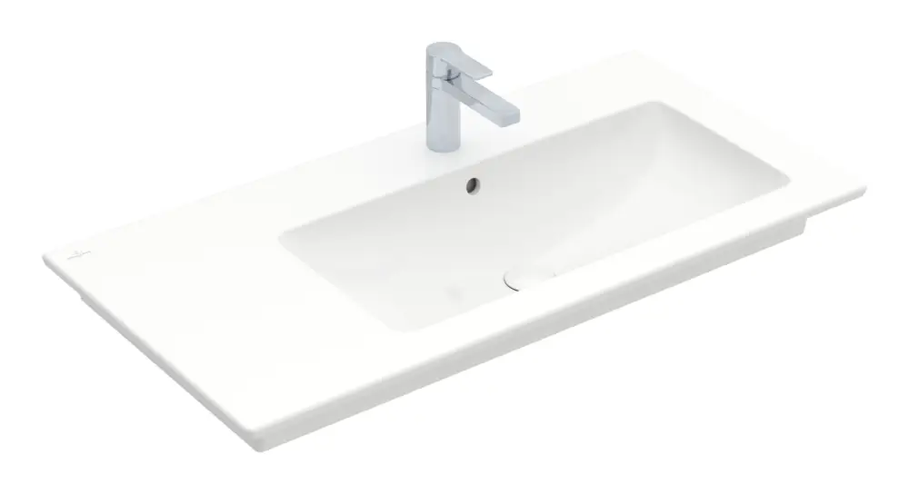 Villeroy & Boch Venticello Schrankwaschtisch Becken rechts mit 1 Hahnloch mit Überlauf 1000 x 500 x 170 mm - Weiß Alpin mit CeramicPlus Sonderangebot