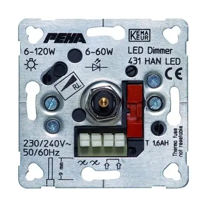 Peha Dimmer Dreh-/Druckknopf 6-60W LED Unterputz Beliebt