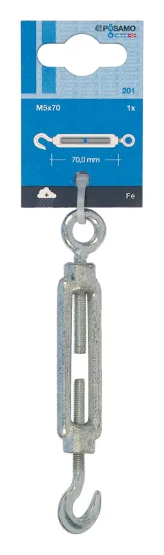 Heißes Angebot Pösamo Spannschloss Haken / Öse (SB) galvanisch verzinkt M5 x 70 mm a 1 Stück
