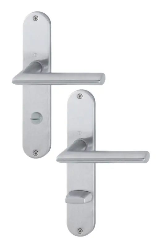 Hoppe Stockholm Edelstahl-Langschild-Türgriff-Garnitur E1140Z/302 mit Schlitzkopf/Olive für Bad/WC-Türen - matt Angebot