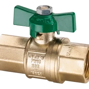 Sonderaktion Hermann Schmidt Trinkwasser-Kugelhahn Uniwater 1447 1/2", Messing, Durchgang, Flügelgriff grün