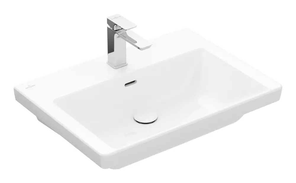 Villeroy & Boch Subway 3.0 Schrankwaschtisch mit Überlauf 650 x 470 x 165 mm - Weiß Alpin mit CeramicPlus Top-Seller