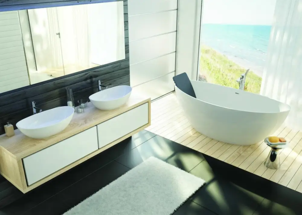 Hoesch Namur Aufsatz-Waschbecken ohne Hahnloch 600 x 350 mm - Weiß Mega-Angebot