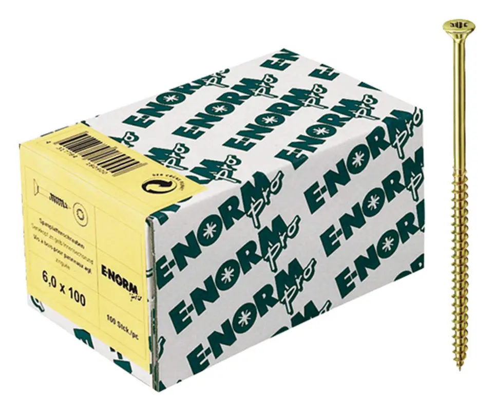 E-NORMpro Spanplattenschrauben Senkkopf verzinkt gelb Teilgewinde Innenstern TX 6 x 70 / 42 mm(Verpackungseinheit: 50Stück) Solange Der Vorrat Reicht