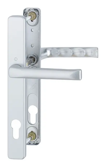 Markenware Hoppe London Aluminium-Schmalschild-Türgriff-Garnitur 113KH/2246/113, Profilzylinder, für Profiltüren - silberfarben